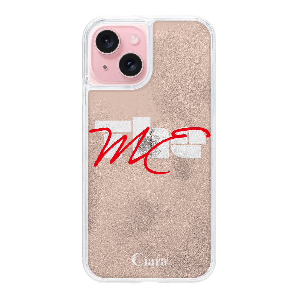 iPhone15 グリッター オイルクリアケース テーマ オレンジ