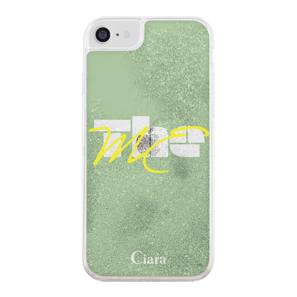 iPhone6/7/8/SE2/SE3 グリッター オイルクリアケース テーマ グリーン
