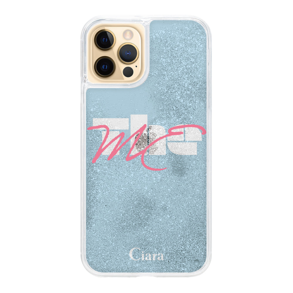 iPhone11Pro グリッター オイルクリアケース テーマ ブルー