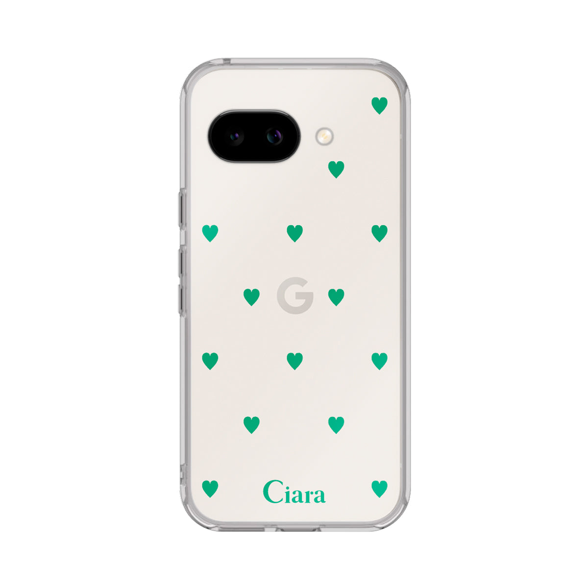 GooglePixel9a クリアケース カラーハート グリーン