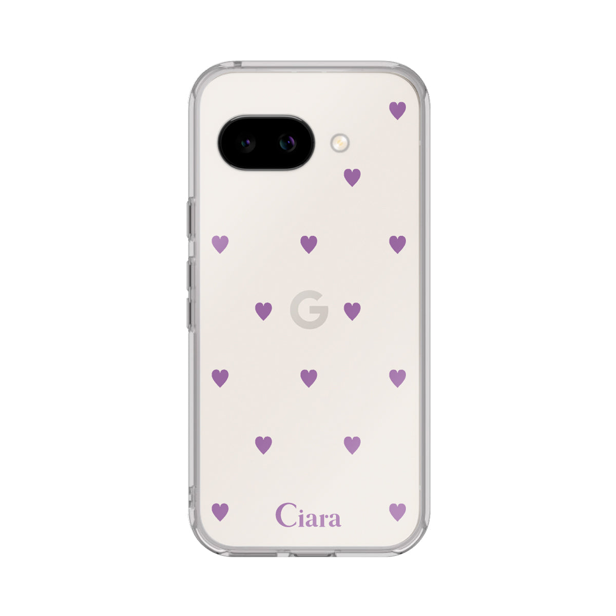 GooglePixel9a クリアケース カラーハート パープル
