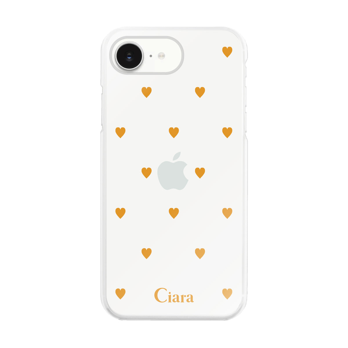 iPhone16e ハイブリッド クリアケース カラーハート オレンジ