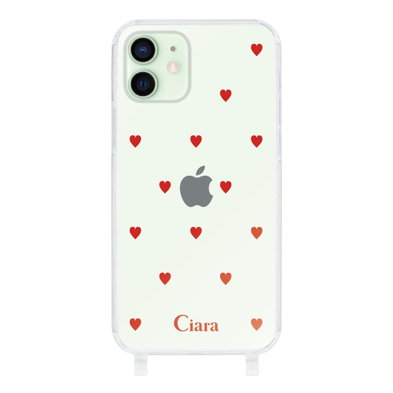 iPhoneケース ストラップクリアケース カラーハート