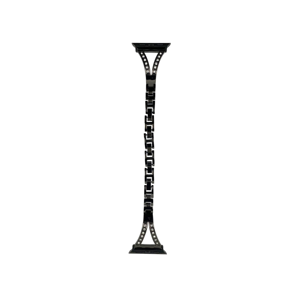 42mm/44mm/45mm メタルVビジュースリムアップルウォッチバンド ブラック