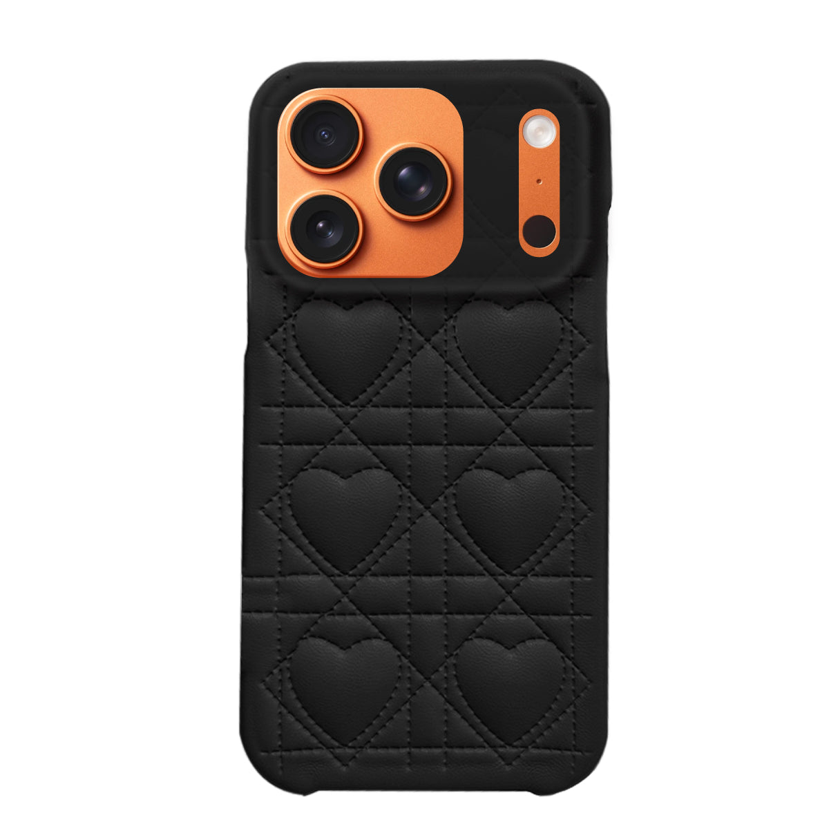 iPhone17ProMax ハートキルティングPU レザーケース プティ ブラック