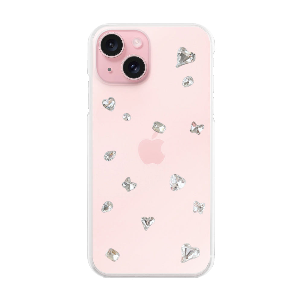 iPhone15 ビジューTPUクリア プティ ホワイト