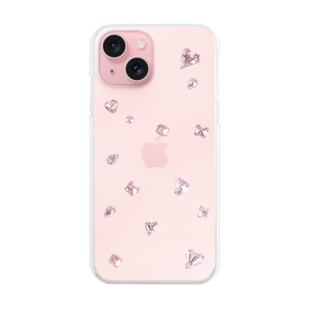 iPhone15 ビジューTPUクリア プティ ピンク