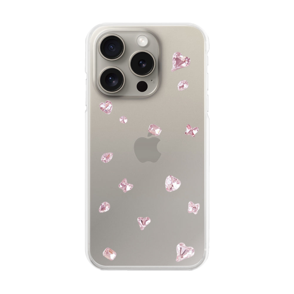 iPhone15Pro ビジューTPUクリア プティ ピンク
