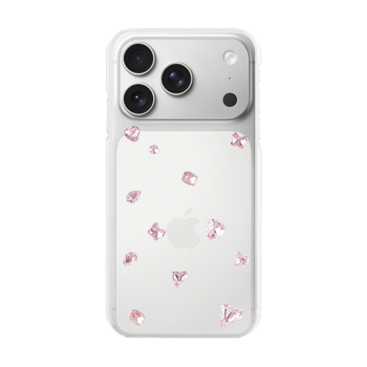 iPhone17Pro ビジューTPUクリア プティ ピンク