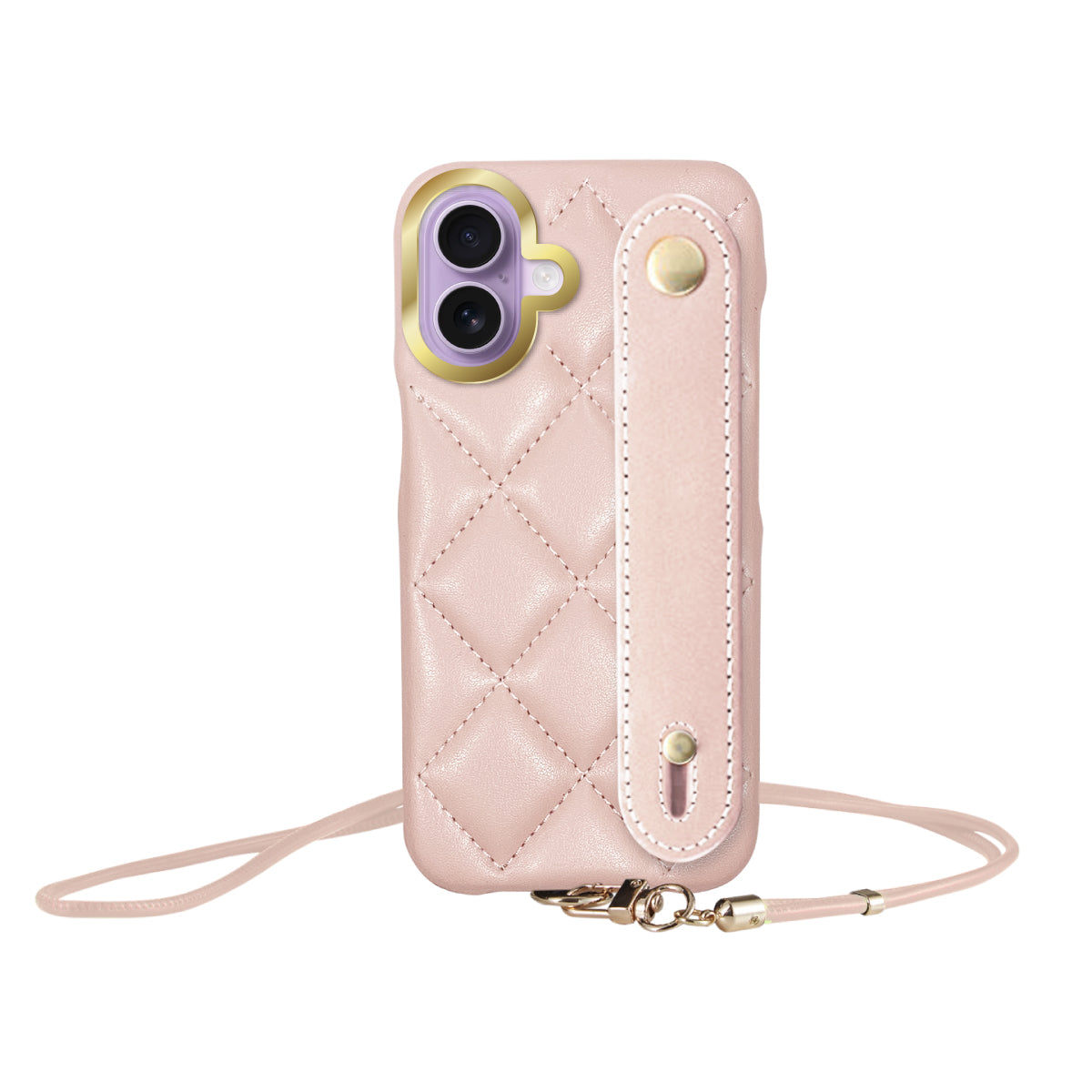 iPhone17 バンドキルティングPUレザーストラップ プティ ピンク
