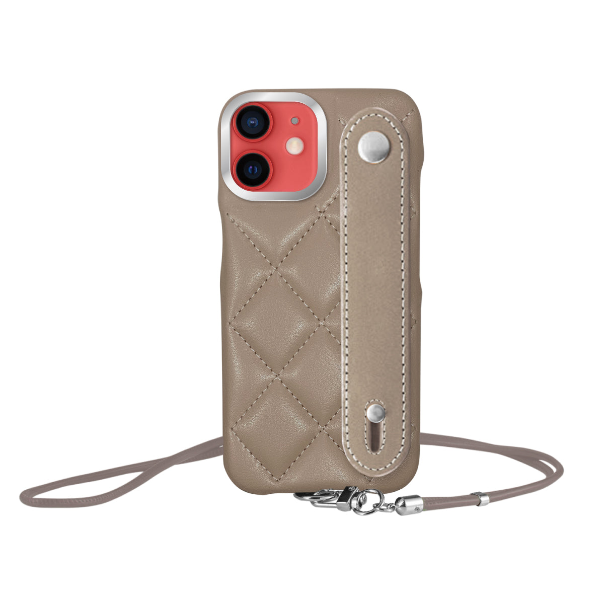 iPhone11 バンドキルティングPUレザーストラップ プティ ベージュ/シルバー