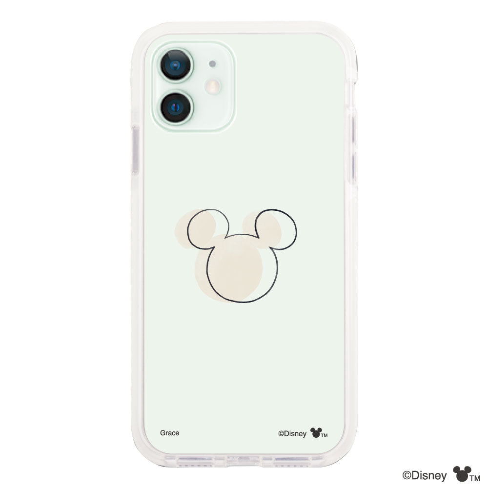 iPhone12mini クッションバンパー 耐衝撃クリアケース ラインミッキーマウス クリア