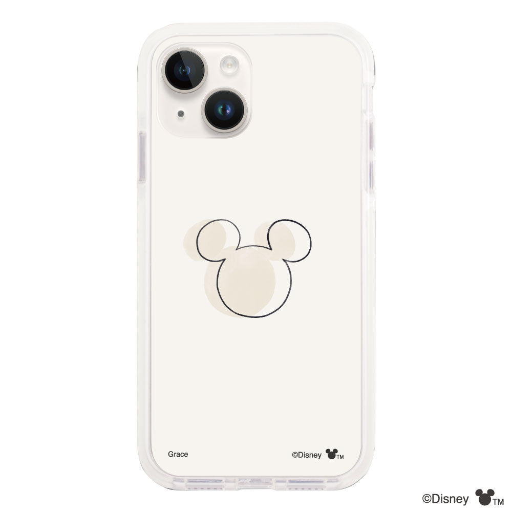 iPhone14/13 クッションバンパー 耐衝撃クリアケース ラインミッキーマウス クリア