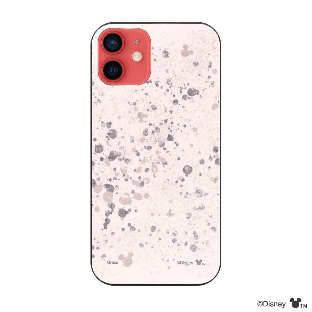 iPhone11ケース ガラス 強化ガラスケース インクドット柄ミッキーマウス ピンク