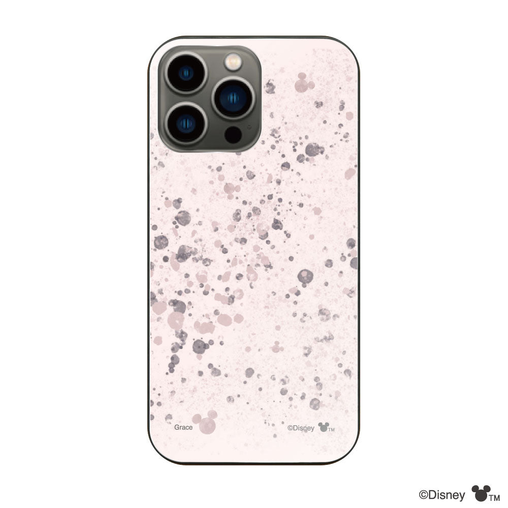 iPhone13Proケース ガラス 強化ガラスケース インクドット柄ミッキーマウス ピンク