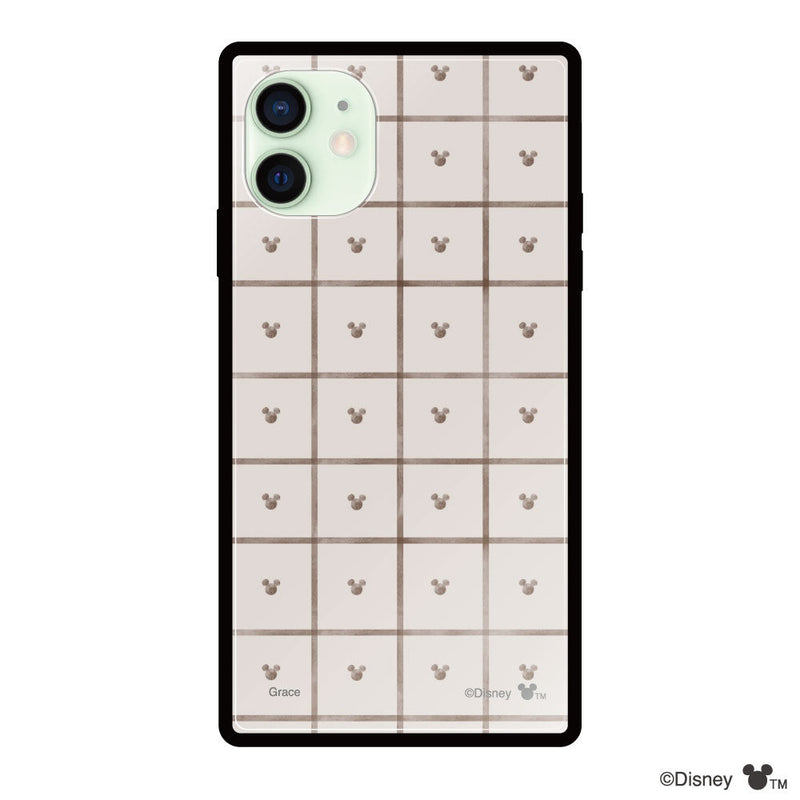 iPhoneケース スクエア 強化ガラスケース <ミッキーマウス(スクエアパターン)>