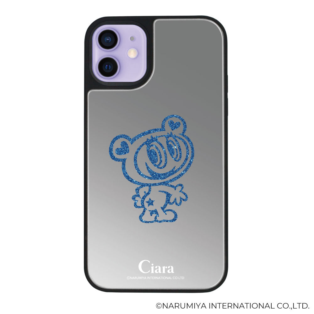iPhone12/12Pro ミラーバンパー ミラー付きケース エンジェルブルー グリッター シルバー