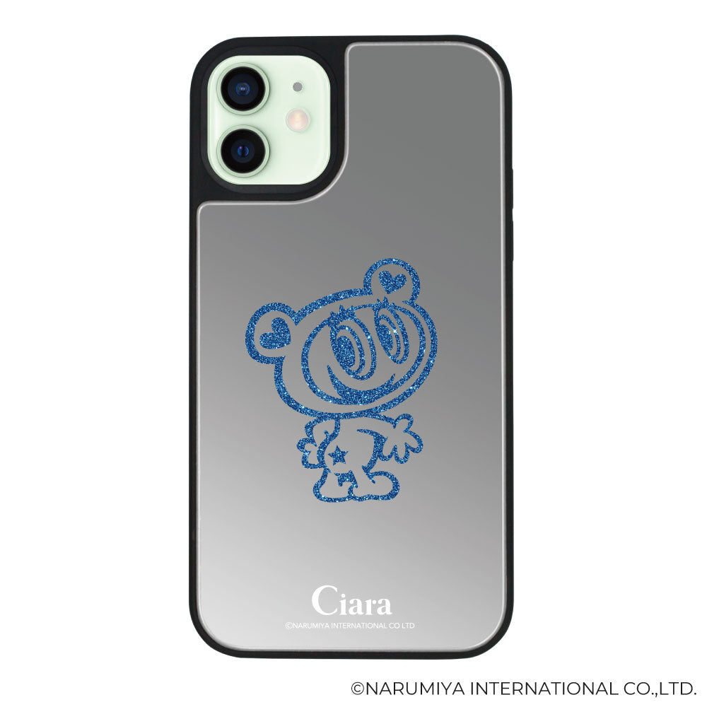 iPhone12mini ミラーバンパー ミラー付きケース エンジェルブルー グリッター シルバー