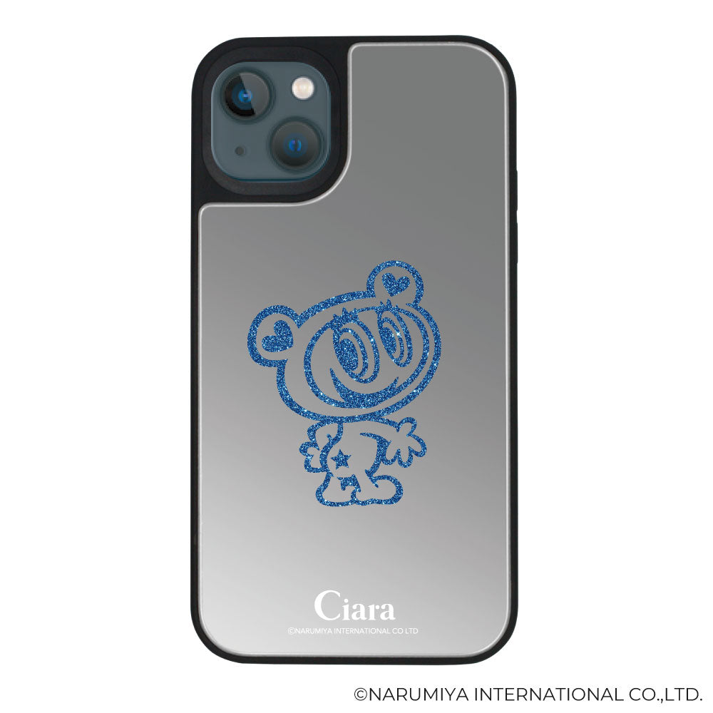 iPhone13mini ミラーバンパー ミラー付きケース エンジェルブルー グリッター シルバー