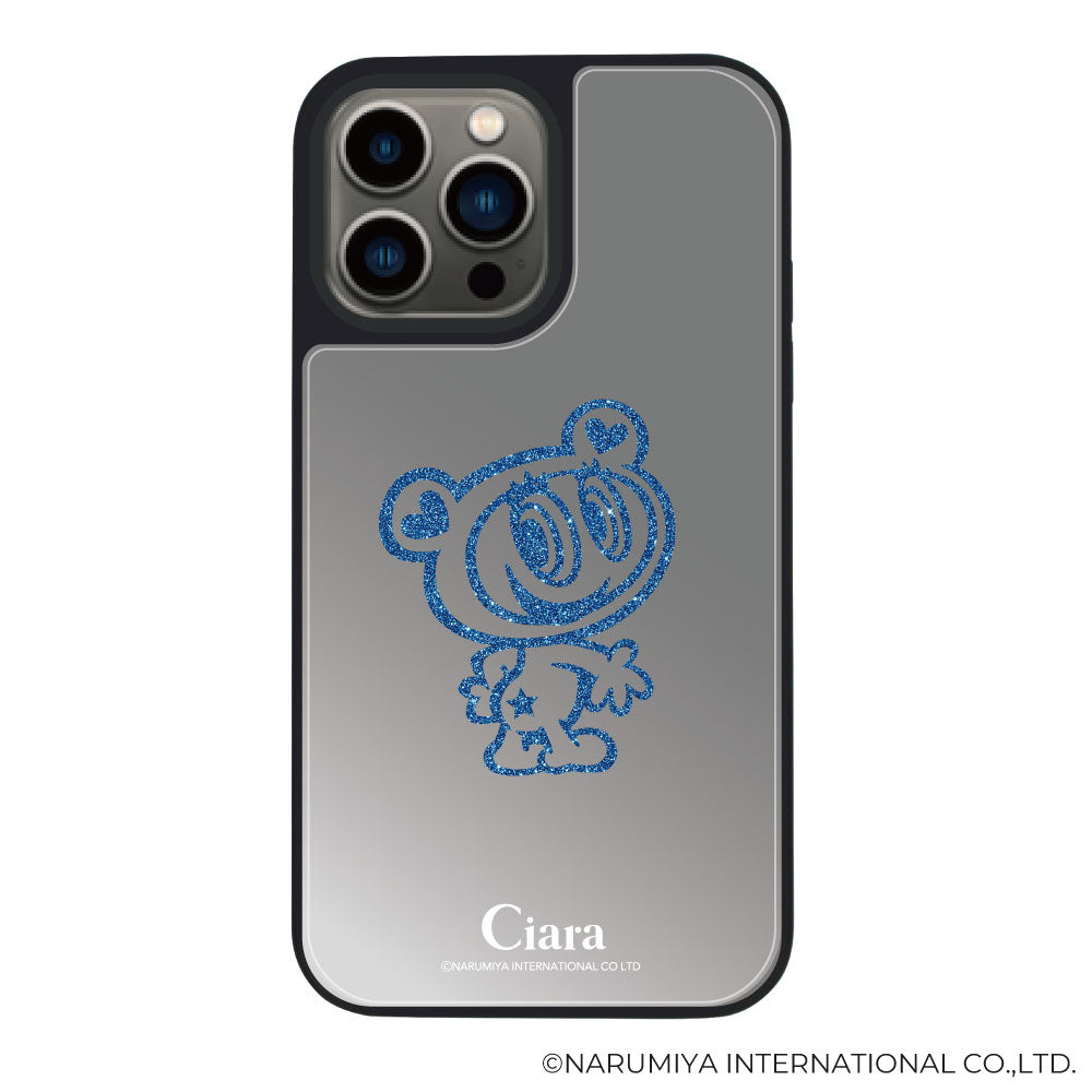 iPhone13Pro ミラーバンパー ミラー付きケース エンジェルブルー グリッター シルバー