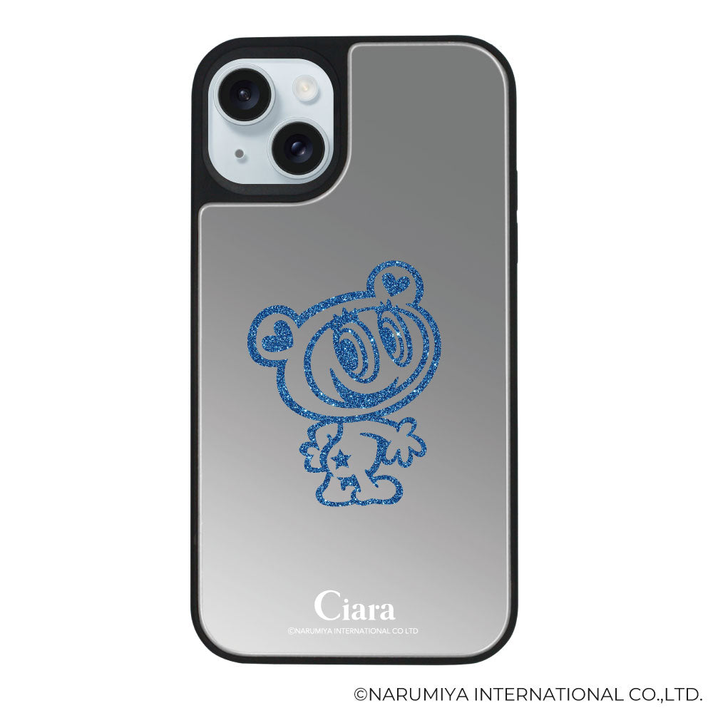 iPhone15Plus/14Plus ミラーバンパー ミラー付きケース エンジェルブルー グリッター シルバー