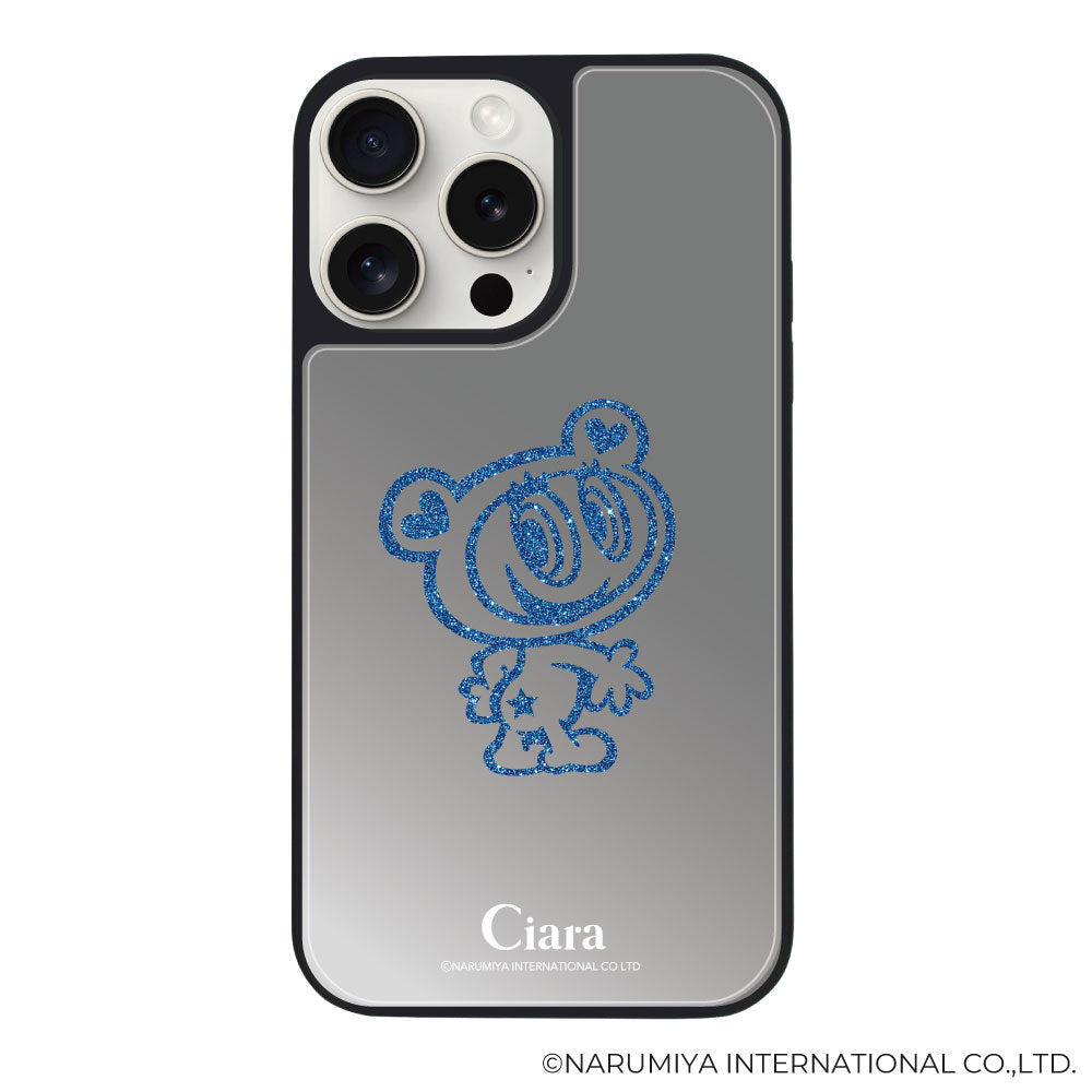 iPhone15ProMax ミラーバンパー ミラー付きケース エンジェルブルー グリッター シルバー