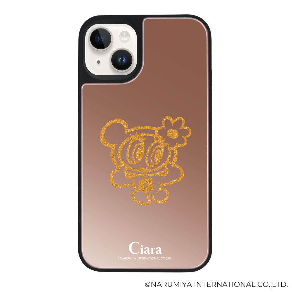 iPhone14/13 ミラーバンパー ミラー付きケース エンジェルブルー グリッター ローズゴールド