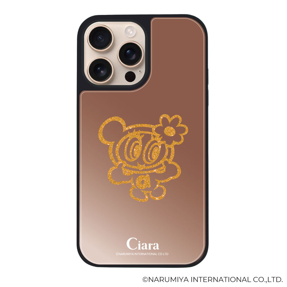 iPhone16Pro ミラーバンパー ミラー付きケース エンジェルブルー グリッター ローズゴールド
