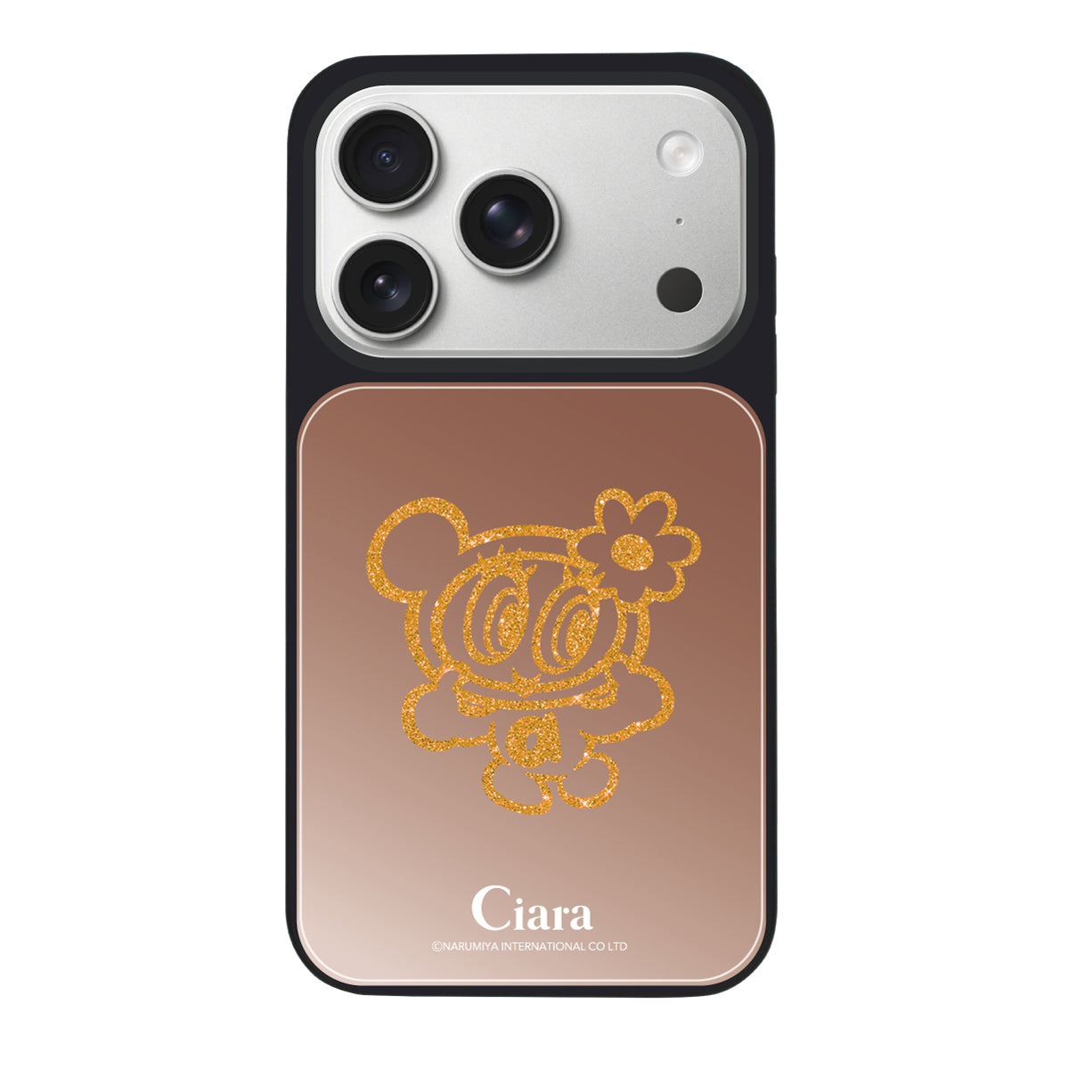 iPhone17Pro ミラーバンパー ミラー付きケース エンジェルブルー グリッター ローズゴールド