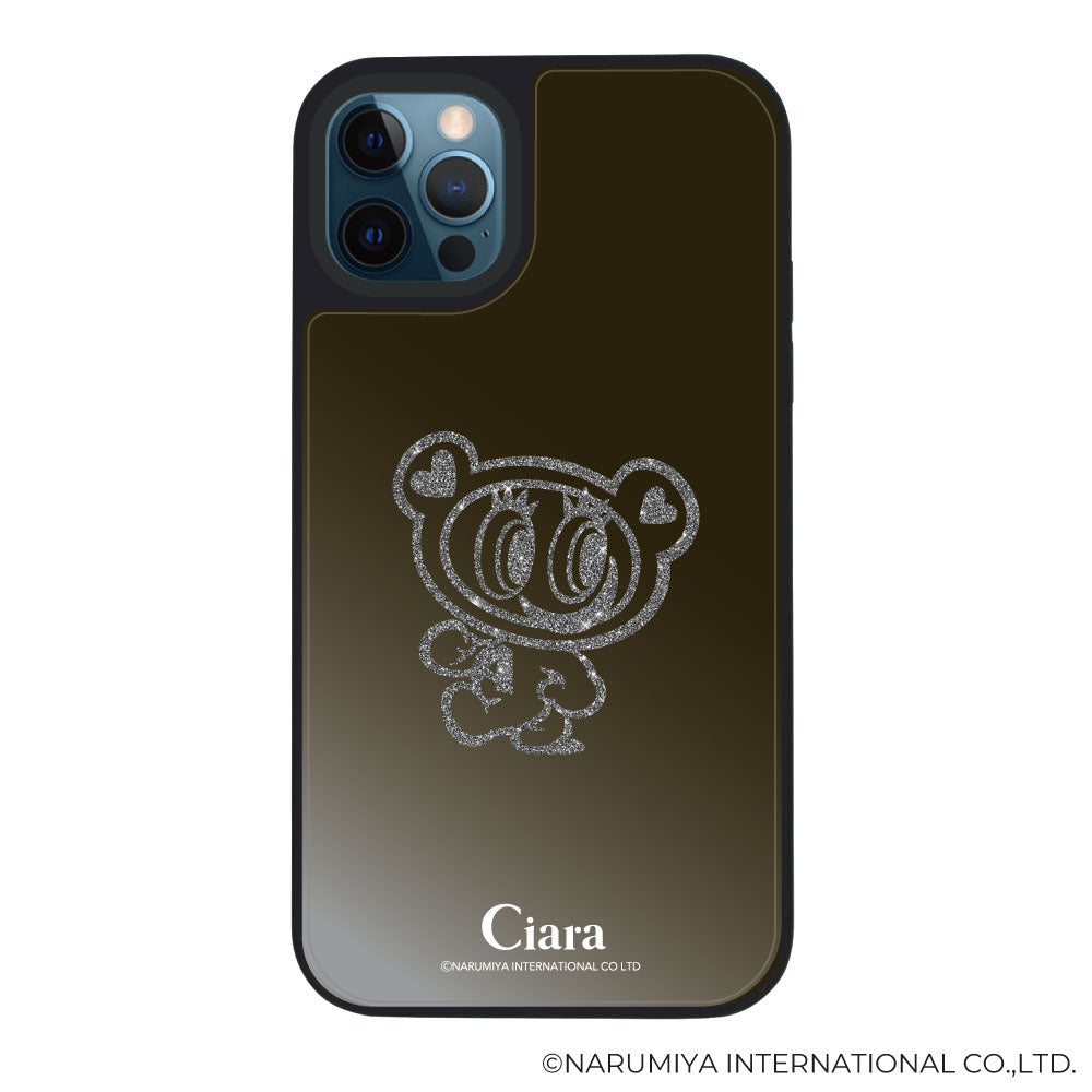 iPhone12ProMax ミラーバンパー ミラー付きケース エンジェルブルー グリッター ブラック