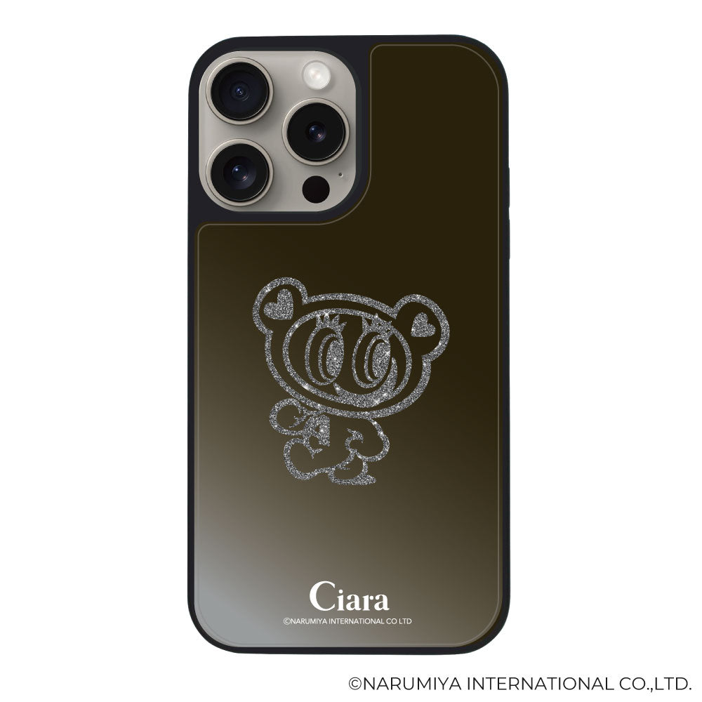 iPhone15Pro ミラーバンパー ミラー付きケース エンジェルブルー グリッター ブラック