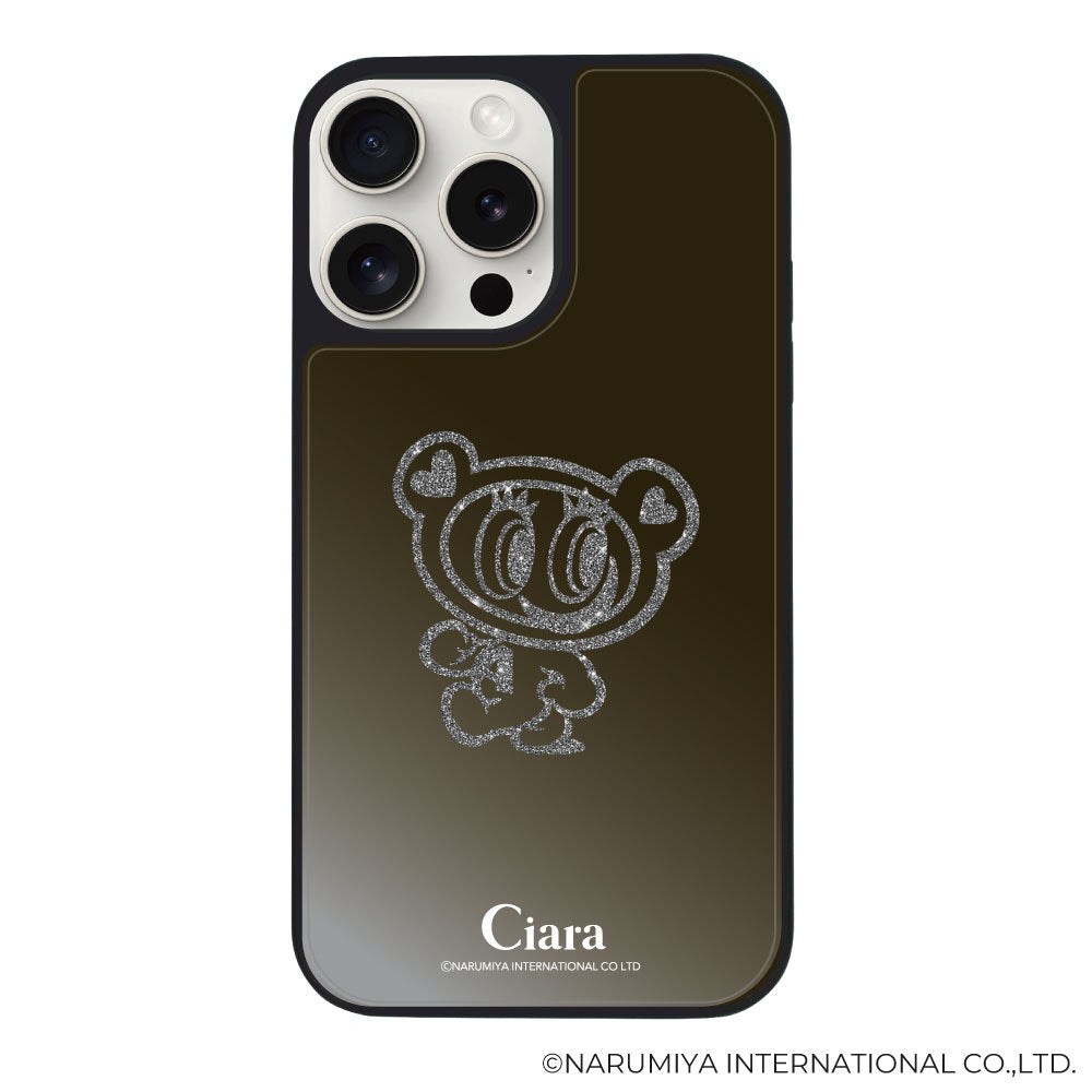 iPhone15ProMax ミラーバンパー ミラー付きケース エンジェルブルー グリッター ブラック