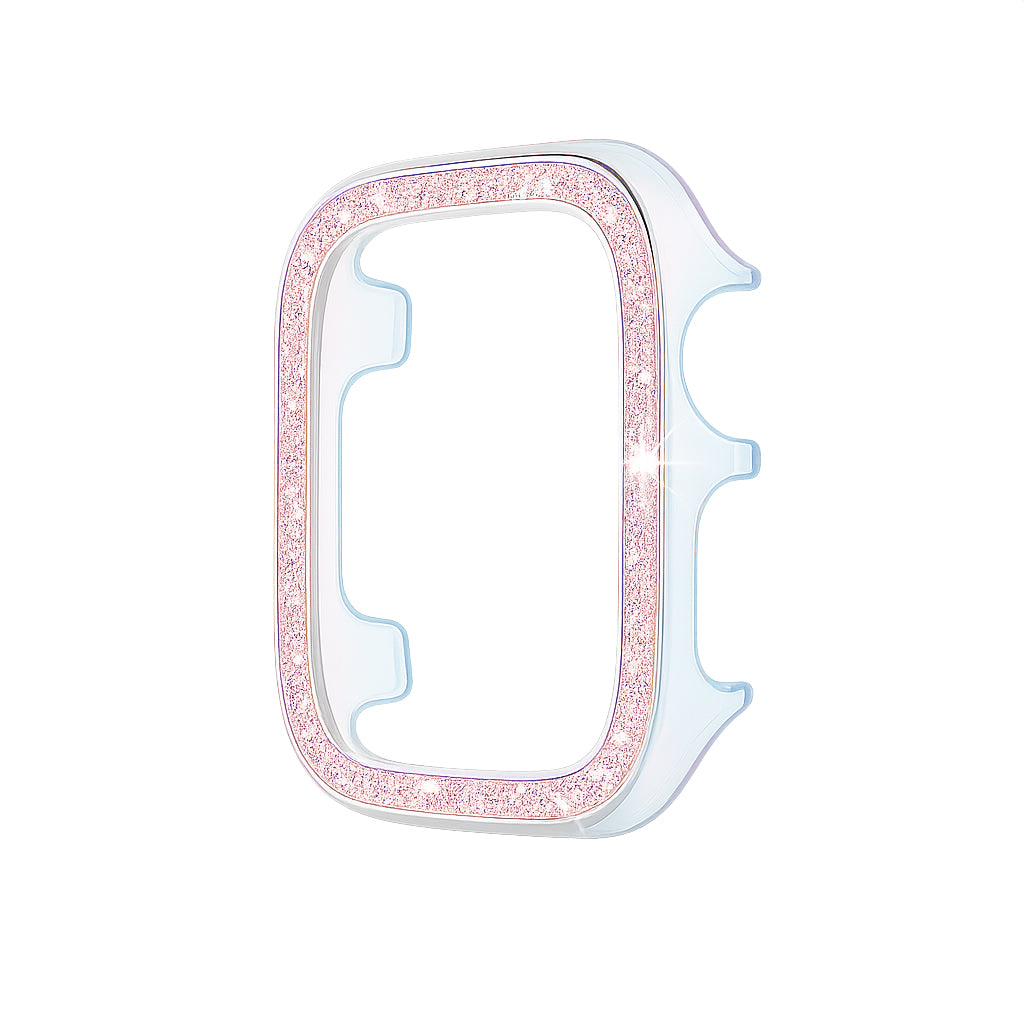 40mm グリッターフレームクリアアップルウォッチカバー レインボー