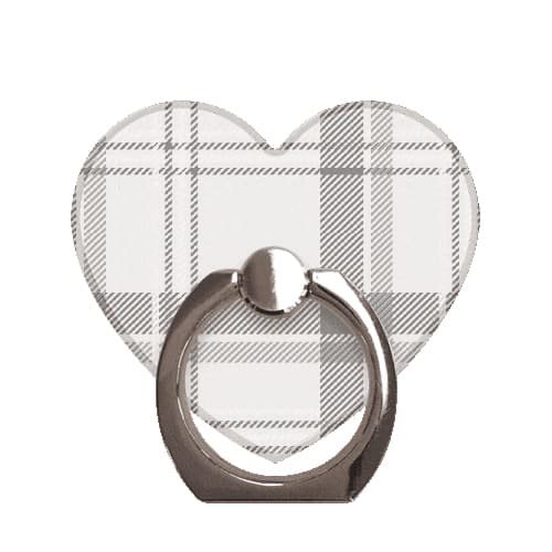 スマホリング ハート パステルチェック GraySilver