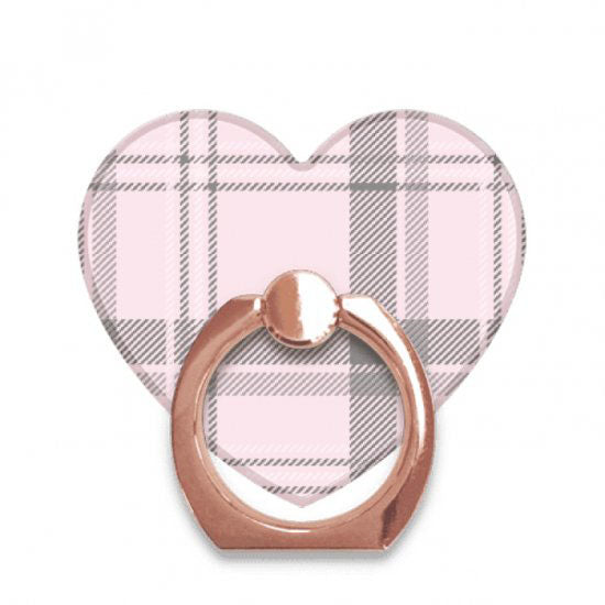 スマホリング ハート パステルチェック PinkRosegold