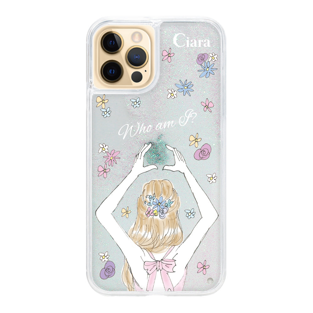 iPhone11ProMax グリッター オイルクリアケース バックショット ピンク