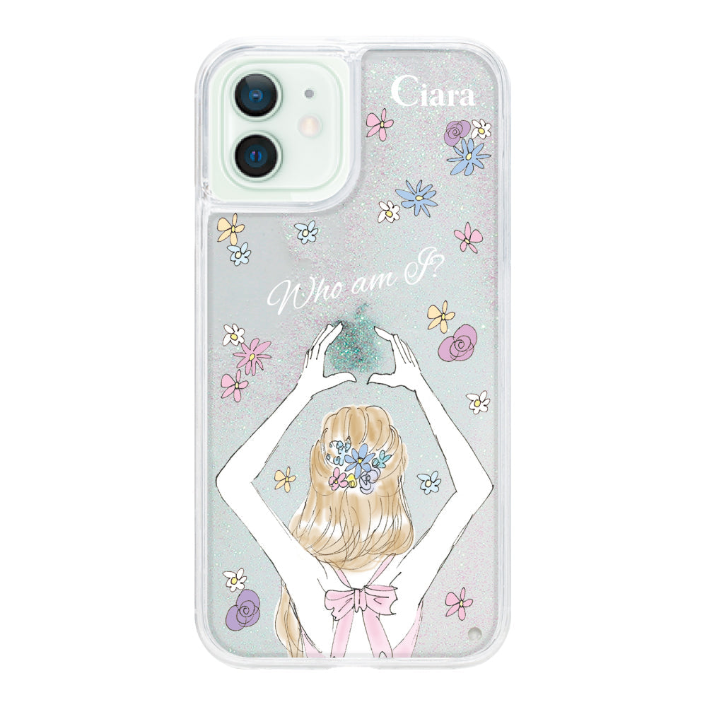 iPhone12mini グリッター オイルクリアケース バックショット ピンク