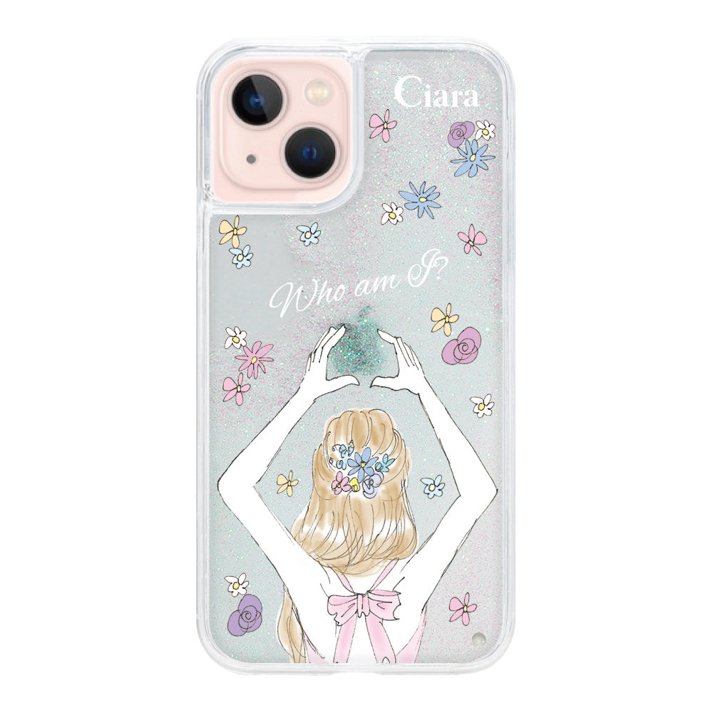 iPhone13 グリッター オイルクリアケース バックショット ピンク