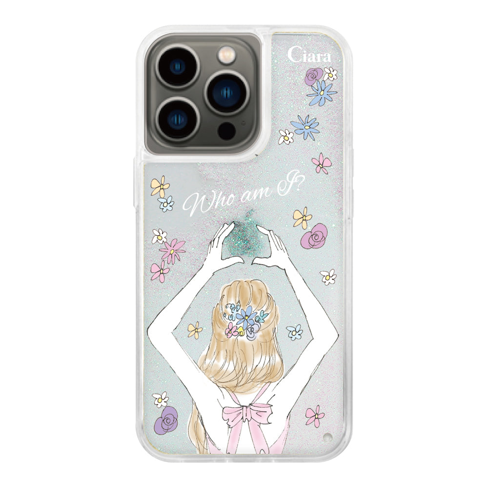 iPhone13Pro グリッター オイルクリアケース バックショット ピンク