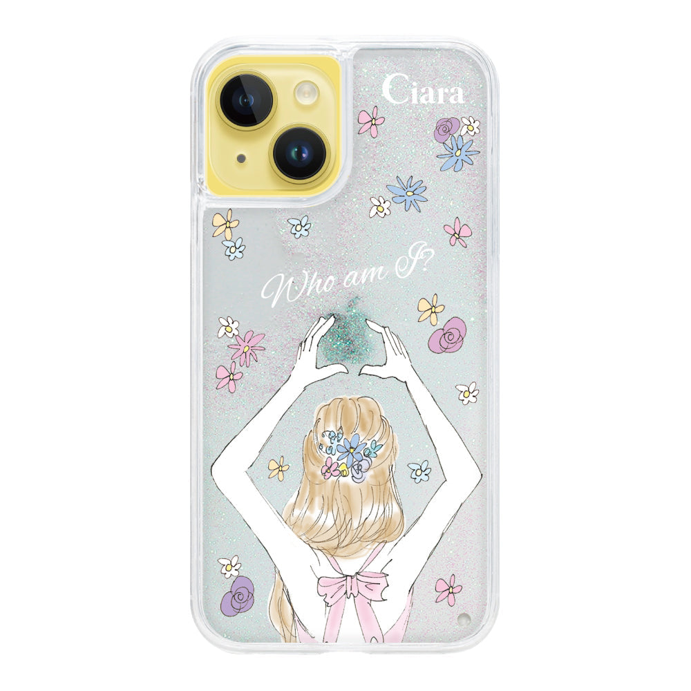 iPhone14Plus グリッター オイルクリアケース バックショット ピンク