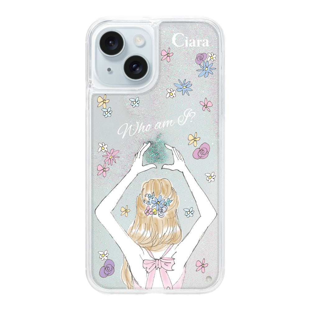 iPhone15Plus グリッター オイルクリアケース バックショット ピンク