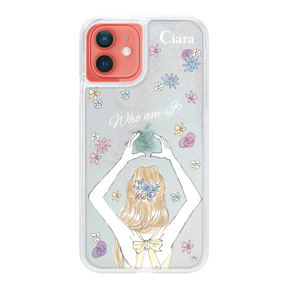 iPhone11 グリッター オイルクリアケース バックショット イエロー