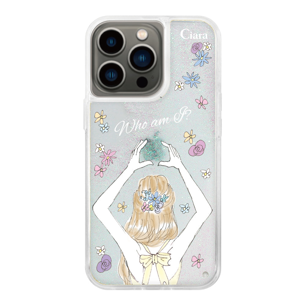 iPhone13Pro グリッター オイルクリアケース バックショット イエロー