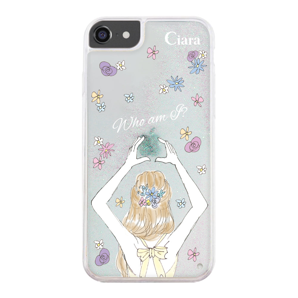 iPhone6/7/8 グリッター オイルクリアケース バックショット イエロー