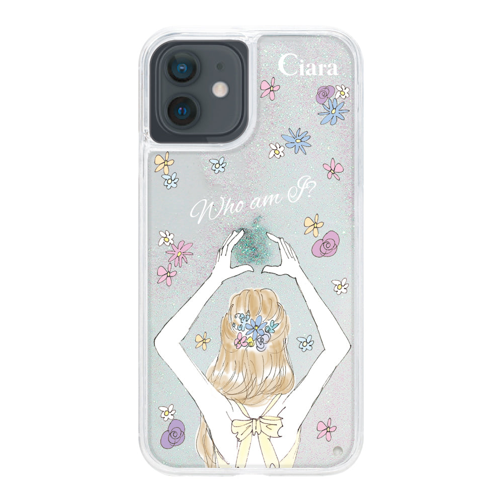 iPhoneXR グリッター オイルクリアケース バックショット イエロー