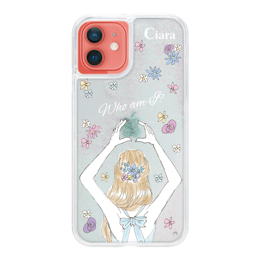 iPhone11 グリッター オイルクリアケース バックショット ブルー