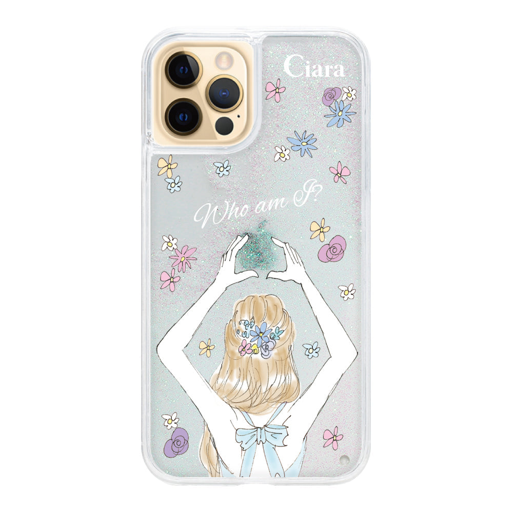 iPhone11ProMax グリッター オイルクリアケース バックショット ブルー
