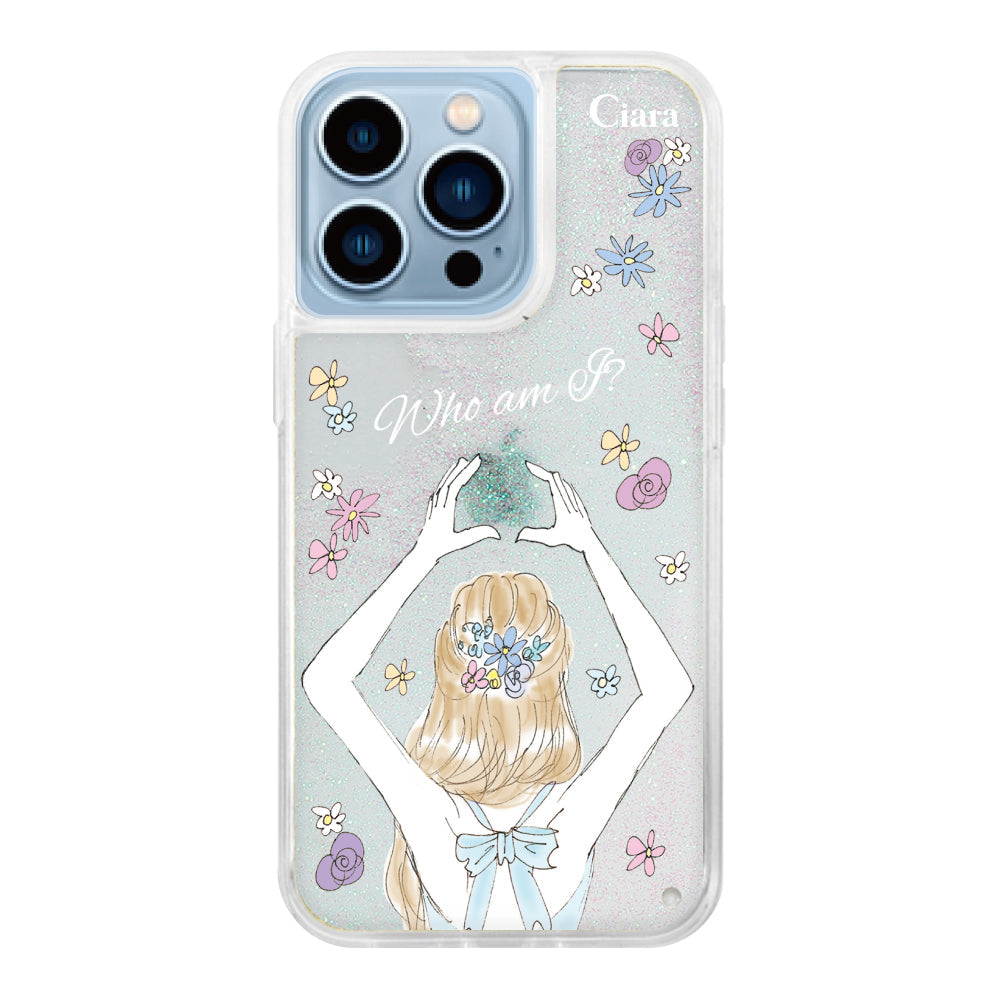 iPhone13ProMax グリッター オイルクリアケース バックショット ブルー