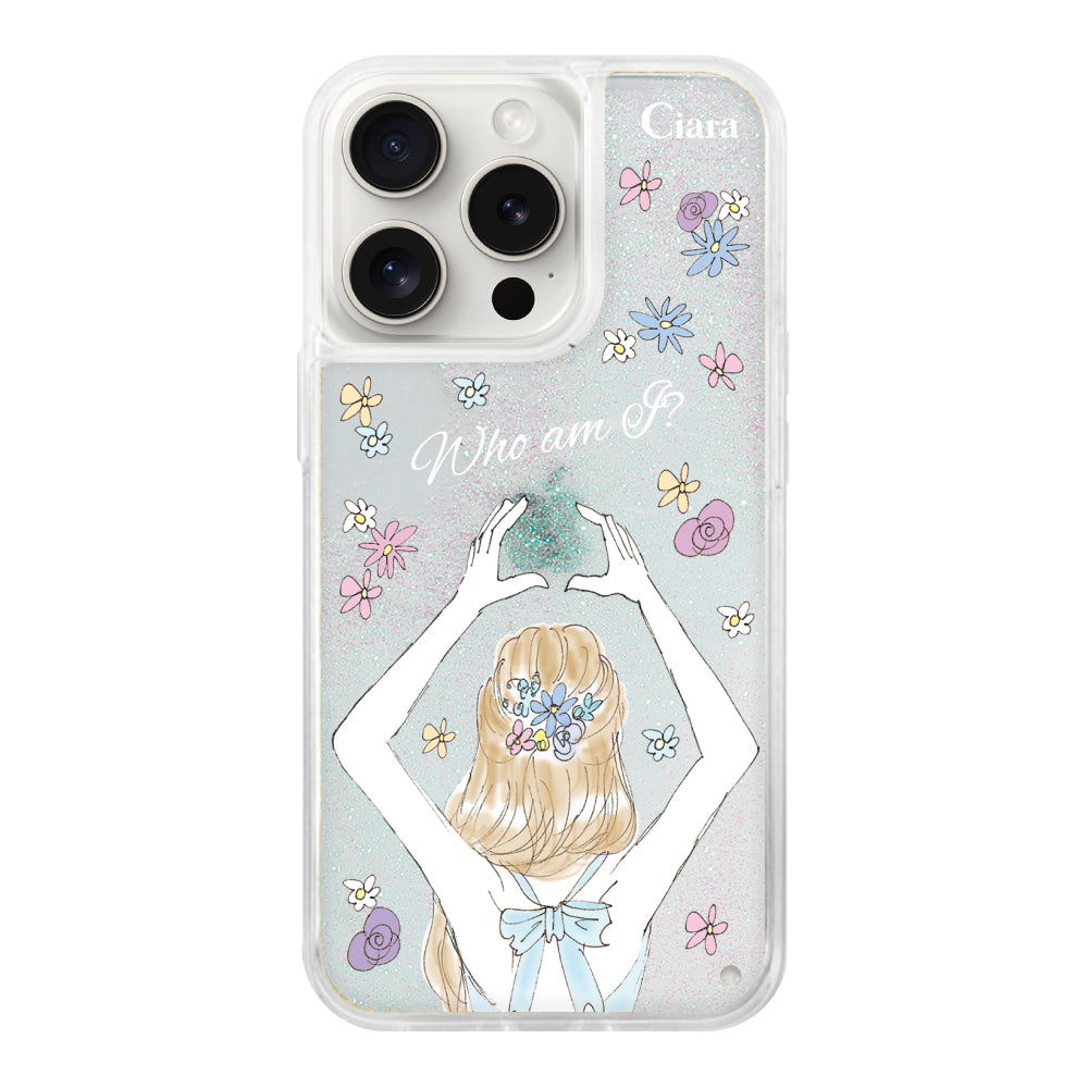 iPhone15ProMax グリッター オイルクリアケース バックショット ブルー