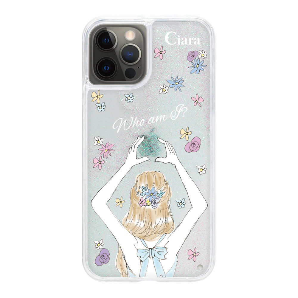 iPhoneX/XS グリッター オイルクリアケース バックショット ブルー